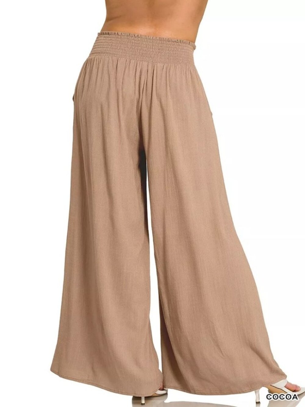 Relaxed Elegance Smocked Waist Wide-Leg Pants - Picture 2 of 3